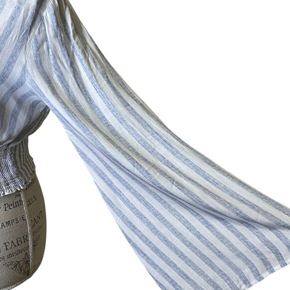 The Cove Long Flare Sleeve Striped Cropped Women's Top Blue White Small - Picture 4 of 13